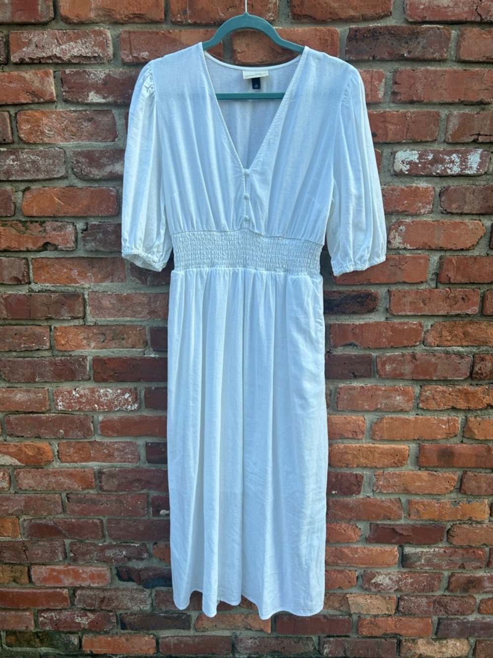 Universal Thread White Midi Dress with Smocked Waist